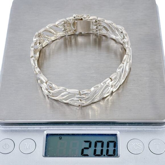 Vintage Sterling Silver 925 Openwork Panel Bracelet 7" - Picture 8 of 8